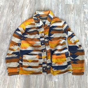 Southwestern Print Sweater Knit Fleece Cardigan